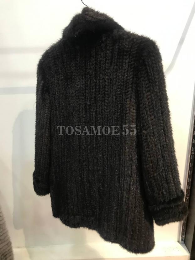 Жакет из вязаной норки с отложным воротником фото №2