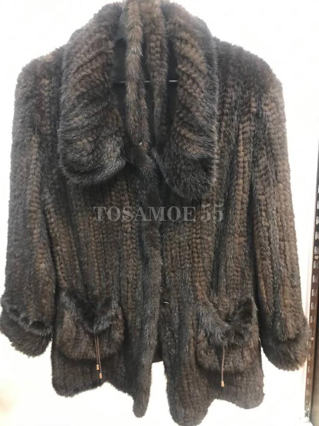 Жакет из вязаной норки с отложным воротником фото №1